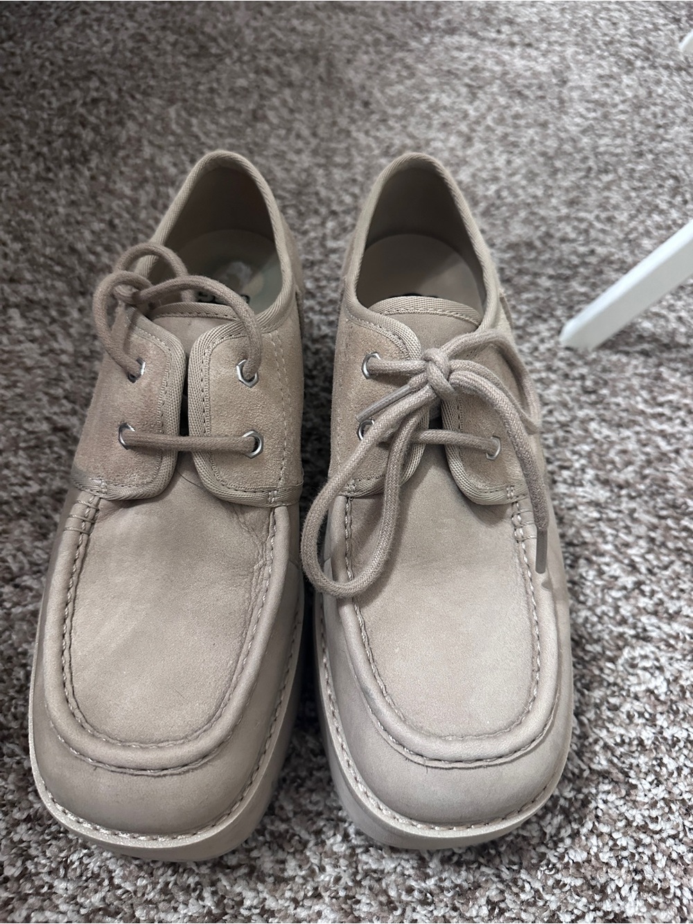 UGG Women's Beige Suede Lace-Up Loafers